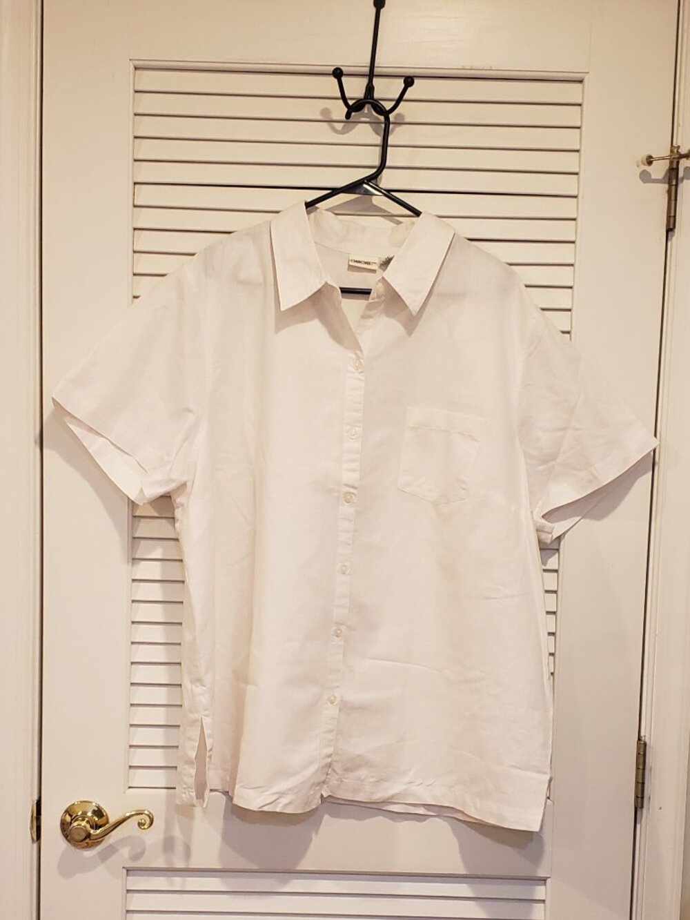 Cherokee Women's off white linen cotton blend button up blouse Plus size 24W